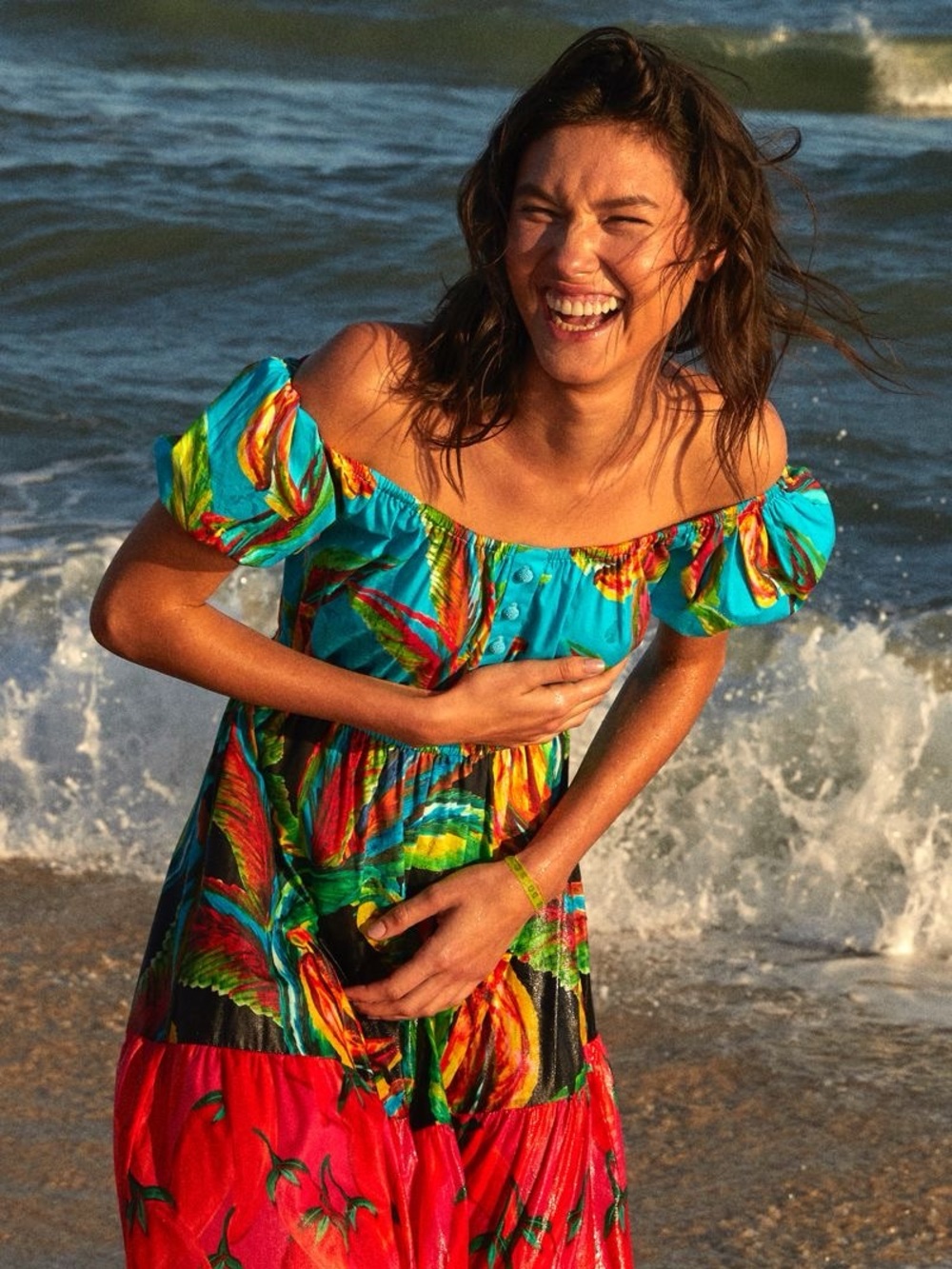 FARM Rio Off-Shoulder Tropical Maxi Dress